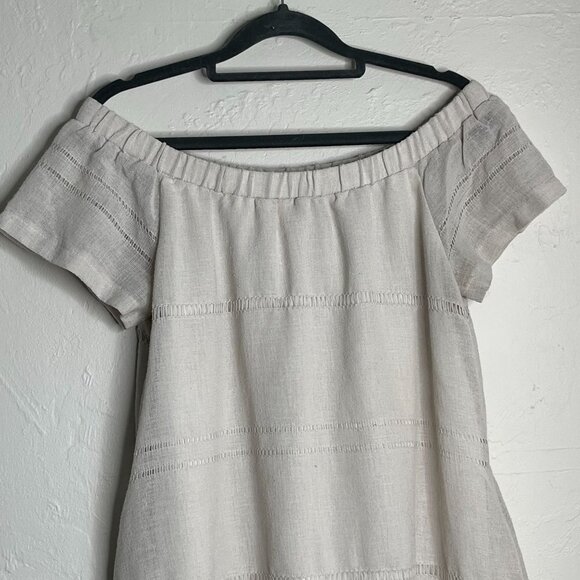 ASTR the Label Off Shoulder Shift Dress Beige Khaki‎ Knit Size Medium - Picture 9 of 11
